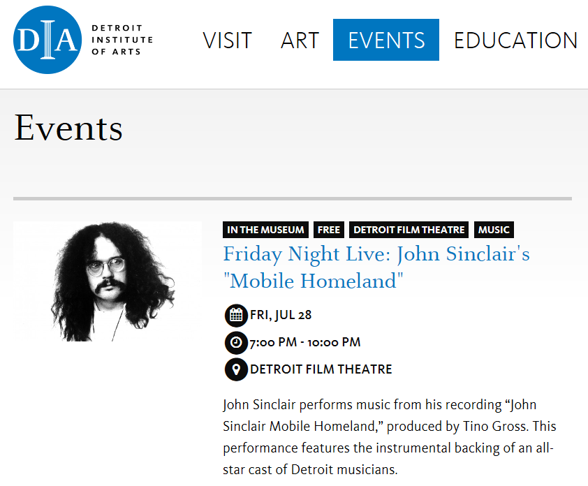 John Sinclair at the DIA, July 28, 2017
